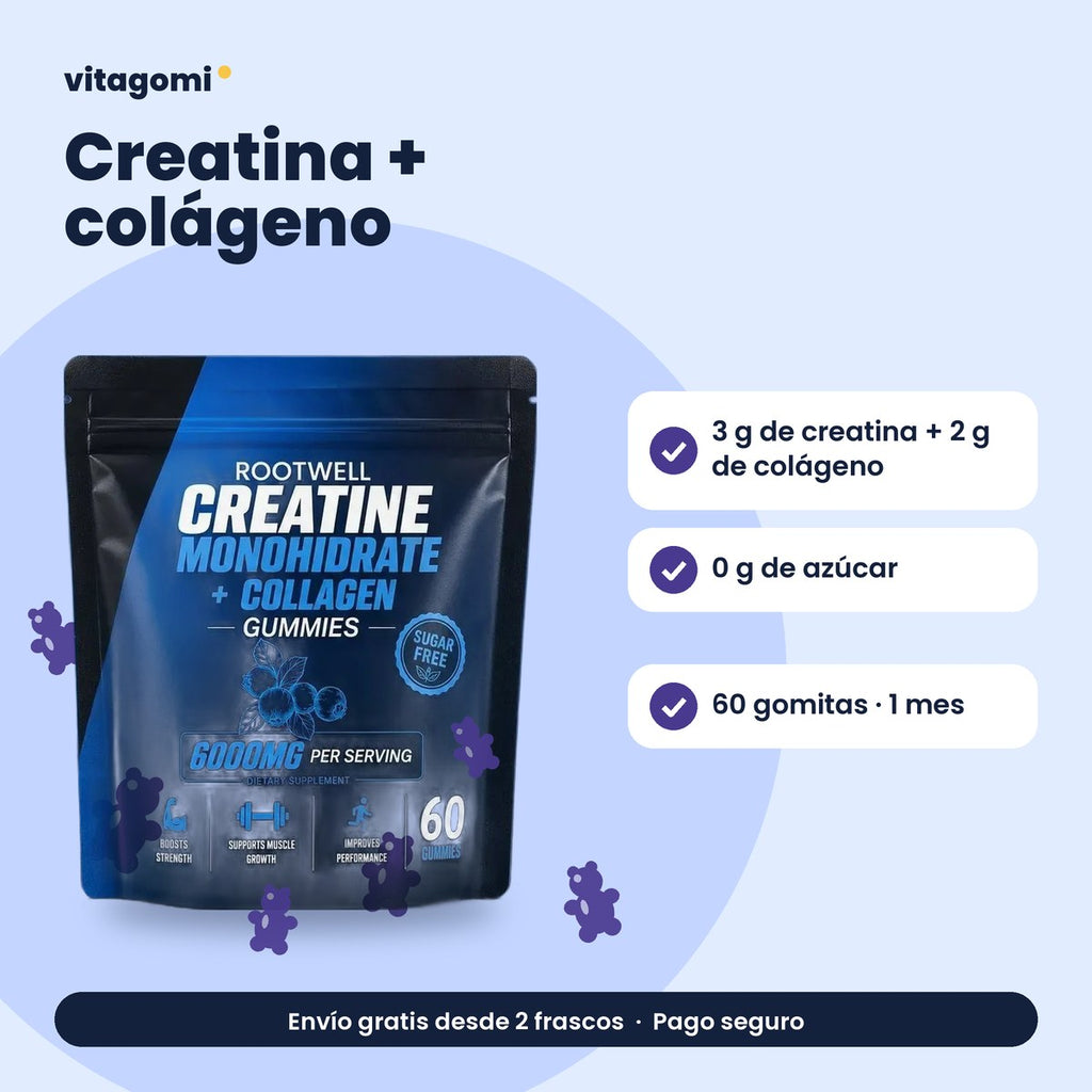 Creatina + colágeno en gomitas · beneficios