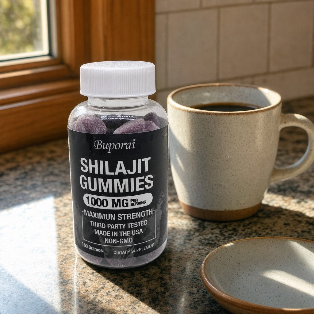 Foto de Shilajit en gomitas en uso